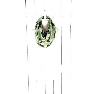 Army green camouflage sheer wide oversized gauzy  infinity scarf